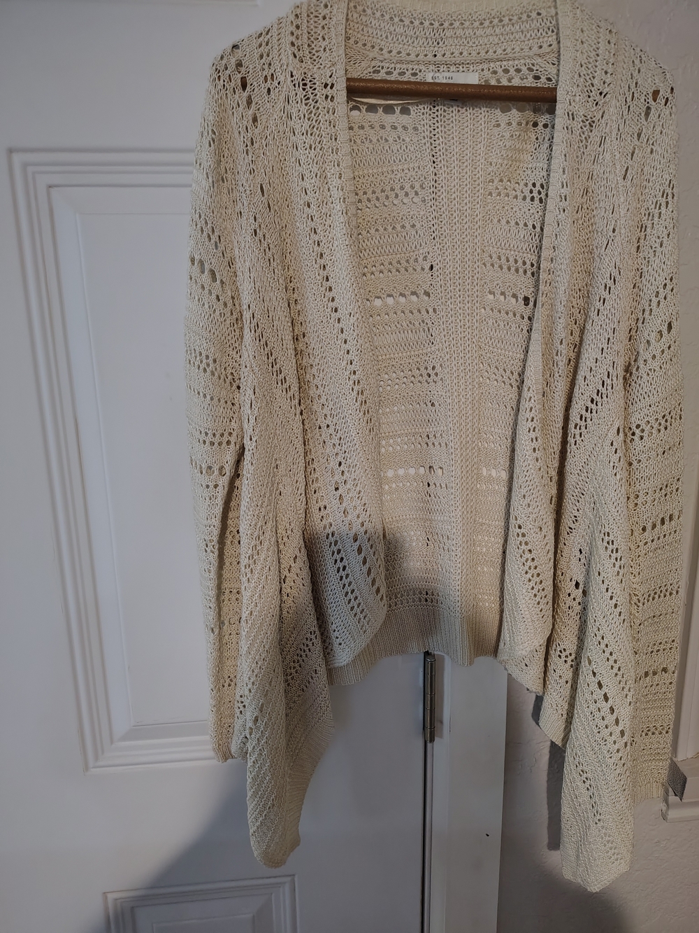 Open-Front Cream Knit Cardigan Sweater